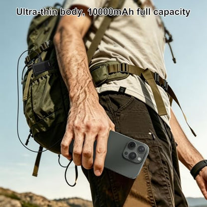 AsperX 10000mAh Slim Portable Charger, USB C Battery Pack Power Bank - color: black
