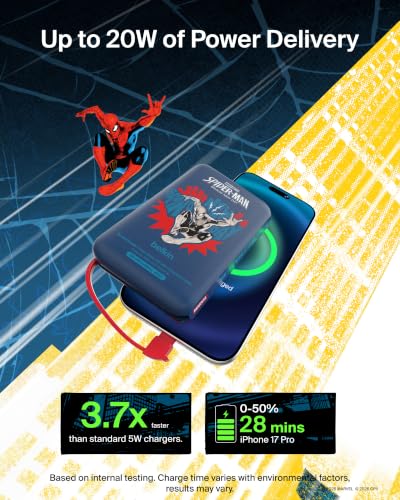 Belkin Marvel Spider-Man 10000mAh 20W USB C Power Bank, Portable Charger - color: Spider Man, style: 10K mAh