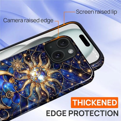 Case Compatible with iPhone 15 Plus, Cute Dual Layer Hybrid Phone Cover, Military Grade Drop Protection, Aesthetic Shockproof Phone Case for Women Girls, Galaxy Sun Moon - color: Galaxy Sun Moon, size: Iphone 15 Plus