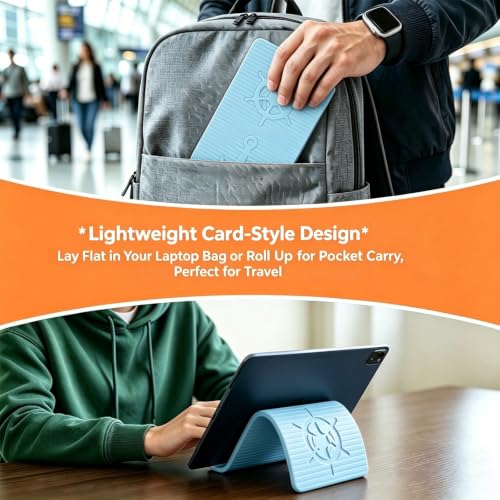 Silicone Foldable Phone Stand for Desk, Adjustable Bendable Cell Phone Holder with Aluminum, Anti Slip Rollable Multi Angle Desktop Stand for Tablet Laptop, Portable Accessories for Office Travel Home
