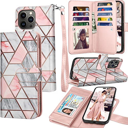 Tekcoo Wallet Case Compatible with iPhone 14 Pro Max (6.7 inch) 2022 Luxury ID Cash Credit Card Slots Holder Carrying Pouch Folio Flip PU Leather Cover [Detachable Magnetic Case] - Marble - color: W-Marble, size: IP 14 Pro Max (6.7")