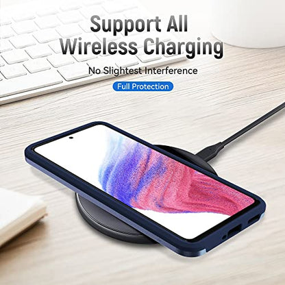 for Samsung A53 5G Case, Galaxy A53 5G Case with Screen Protector,Full Body Protection Durable Rubber Cover Phone Case for Samsung Galaxy A53 5G,Blue - color: 2 Blue