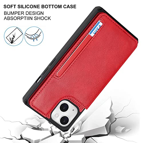 Cavor for iPhone 14 Wallet Case with Card Holder for Women, Red - color: B-Red