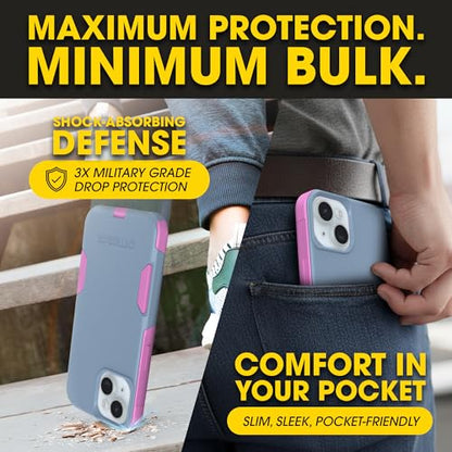 OtterBox iPhone 17e, 16e, 15, 14, 13 Commuter Series Case - Blue & Pink | 3X MIL Drop Protection - Slim - Dual-Layer Shockproof Design - Pocket-Friendly - Raised Edges - Port Covers - color: Blue/Pink