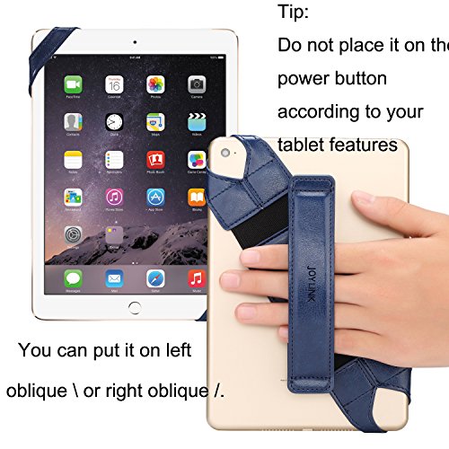 joylink iPad Hand Holder Strap, 360 Degrees Swivel Leather Handle Grip with Elastic Belt, Secure & Portable for 7.9" Tablets (Samsung, iPad mini),Blue - color: Blue