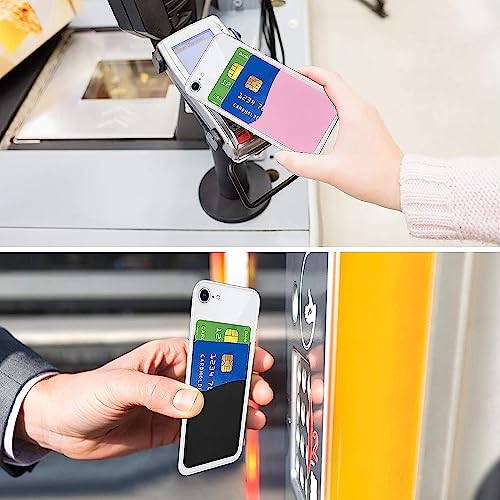 Senose Cell Phone Wallet, Silicone Adhesive Stick-on Phone Card Holder for Credit Card,Id Holder Wallet Pouch Sleeve Pocket Compatible for iPhone Samsung Galaxy Any Smartphone, Pack of 3 - color: Black*3