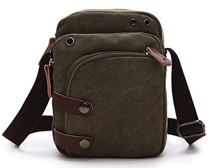 Mini Crossbody Bags for Women and Men - Small Purses and Handbags - Travel Bag - Canvas Shoulder Purse - color: Army Green