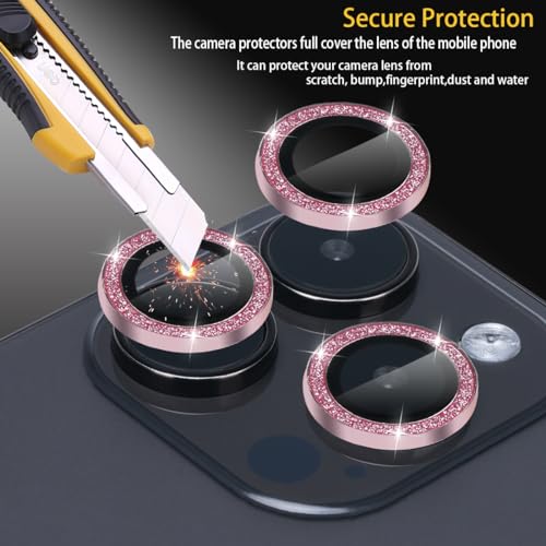 Camera Lens Protector for iPhone 14 Pro/14 Pro Max, Glitter Pink - color: Glitter Pink
