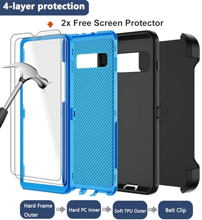 for Samsung Galaxy S10 Case with Belt Clip Holster, 2 x Screen Protector, [Military Grade Drop Protection] Heavy Duty Full Body Shockproof Rugged Protective Cover for Samsung Galaxy S10 Black Blue - color: Black/Blue