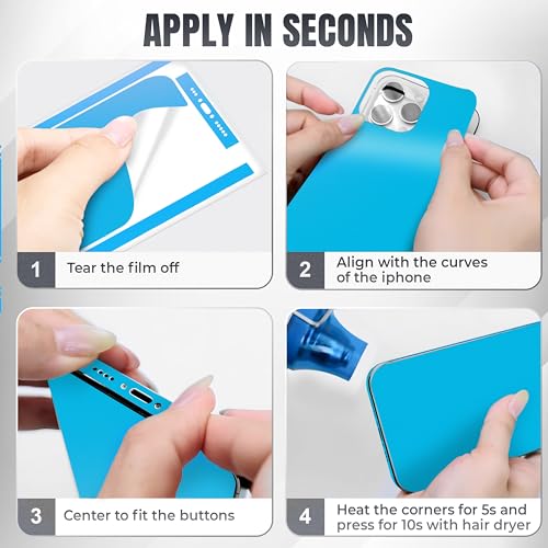 2Pcs Skin Wrap Compatible for iPhone 15 Pro – Slim Decal Vinyl Protective Film for Sides & Back – Sleek Fit, Premium Look – Compatible with All iPhone 15 Pro Cases - Matte Ocean Blue - color: Matte Ocean Blue