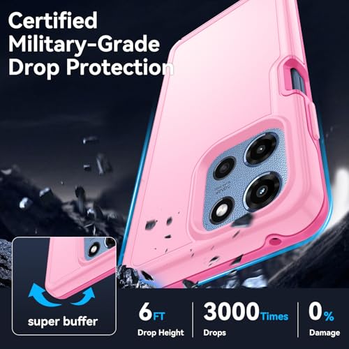 for Motorola Moto G 5G 2025/2026 Case with HD Screen Protector, Moto G Play 2026 Heavy Duty Shockproof Military Grade Full Body Protection Phone Cover (Purple Pink) - color: Purple Pink