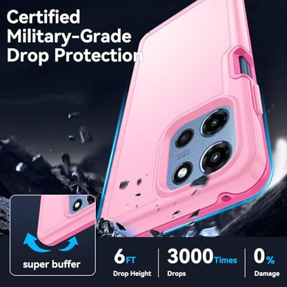 for Motorola Moto G 5G 2025/2026 Case with HD Screen Protector, Moto G Play 2026 Heavy Duty Shockproof Military Grade Full Body Protection Phone Cover (Purple Pink) - color: Purple Pink