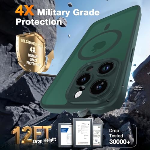 Magnetic Case for iPhone 13 Pro 6.1-Inch, [Compatible with Magsafe][Full Camera Protection] Ultra Slim Translucent Matte Shockproof Protection Phone Cover-Dark Green - color: Dark Green, size: iPhone 13 Pro