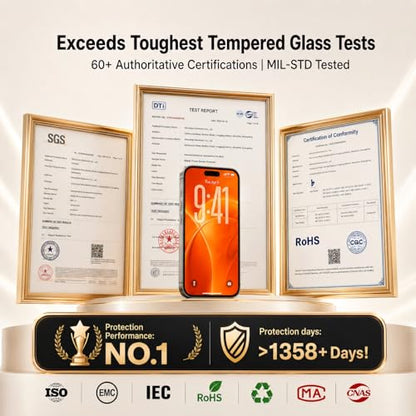 DMJN UNBREAK Designed for iPhone 17 Pro Max Screen Protector 6,9 Inch (N0.1 Military Grade Shatterproof) Tempered Glass, Easy Installation, Case Friendly, Full Coverage, 9H+ Glass, HD Clear, 2 Pack - size: iPhone 17 Pro Max