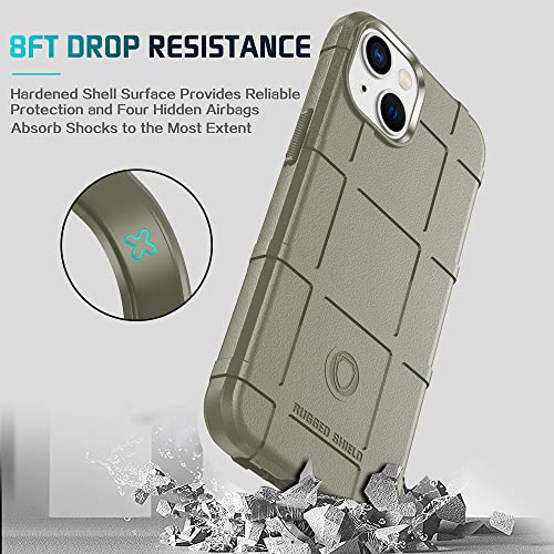 Rugged Shield 8ft Drop Proof TPU Thick Armor Tactical Protective Case Compatible with iPhone 14 (6.1 inches) - Light Clay - color: Light Clay, size: iPhone 14