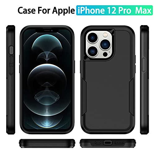 Compatible with iPhone 12 Pro Max Case, Heavy Duty Protection Shockproof Dropproof Dustproof Anti-Scratch Phone Case Cover for 12 Pro Max -Black - size: for iPhone 12 Pro Max