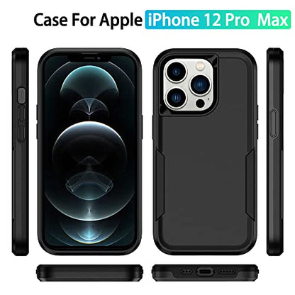 Compatible with iPhone 12 Pro Max Case, Heavy Duty Protection Shockproof Dropproof Dustproof Anti-Scratch Phone Case Cover for 12 Pro Max -Black - size: for iPhone 12 Pro Max