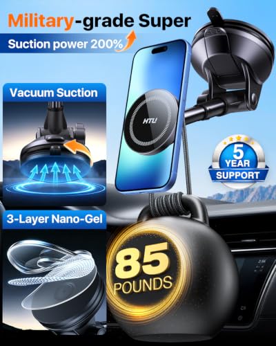 HTU【Military-Grade 85LBS Strongest Suction Upgraded for Magsafe Car Mount - color: Dark Blue