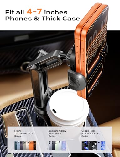 TAZENI 2-in-1 Cup Phone Holder for Car, with 2 Sizes Hollow Bases