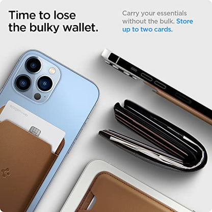 Spigen for MagSafe Wallet, Holds 2 Cards, Strong Magnet, Valentinus MagFit - color: PU Brown, size: 2-Cards