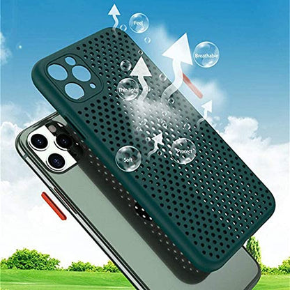 Heat Dissipation Case Compatible with iPhone 14 Pro Max Plus 13 Pro Max Mini, Breathable Cooling Hollow Cellular Hole Full Back Camera Lens Protection(Army Green, for iPhone 14 Pro) - color: Army Green, size: iPhone 14 Pro