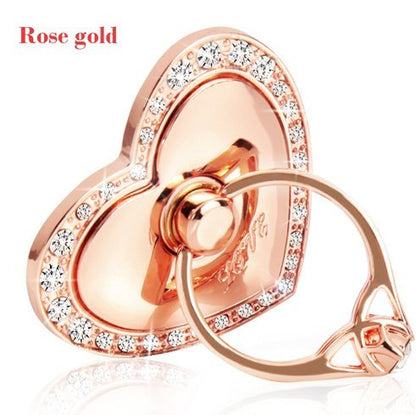 Phone Stand, Luxury Updated Re-Usable Metal Stainless Phone & Tablet Anti Drop Ring Stand Holder with Diamonds for iPhone iPod iPad Samsung and More (Heart Shape) (Rosegold) - color: RoseGold