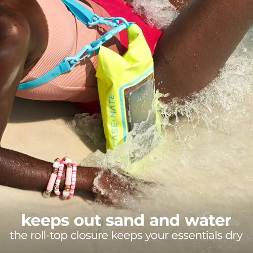 Case-Mate Mini IP68 Waterproof Bucket Bag (2L) - Citrus Splash | Roll Top Dry Bag with Touchscreen Waterproof Pouch - For Phones Up to 7" - Swimming, Kayaking, Boating, Travel Essentials - color: Citrus Splash