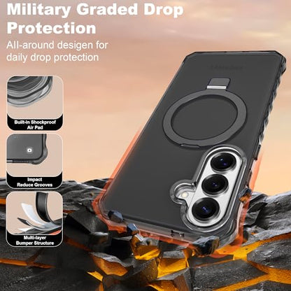 Compatible with Samsung Galaxy S26 Plus Case 6.7'' Cute Wavy Frame with Magnetic Stand [Compatible with Mag-Safe] Military-Grade Translucent Phone Case for S26 Plus, Black - color: Black, size: Samsung Galaxy S26 Plus