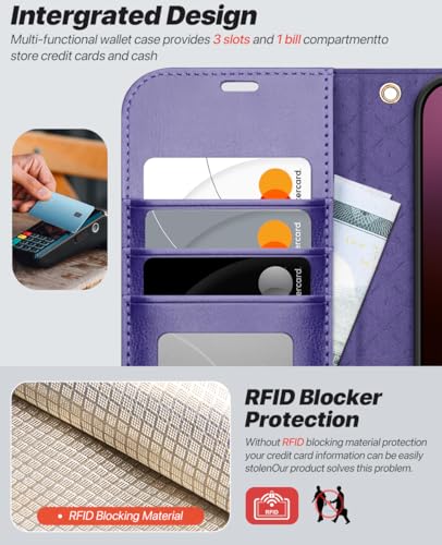 OCASE for iPhone 16 Case Detachable Wallet Case with Card Holder, 2 in 1 Pu Leather Flip Folio with RFID Blocking Stand Wrist Strap Shockproof Phone Cover 6.1 Inch 2024, Purple - color: Purple, size: iPhone 16