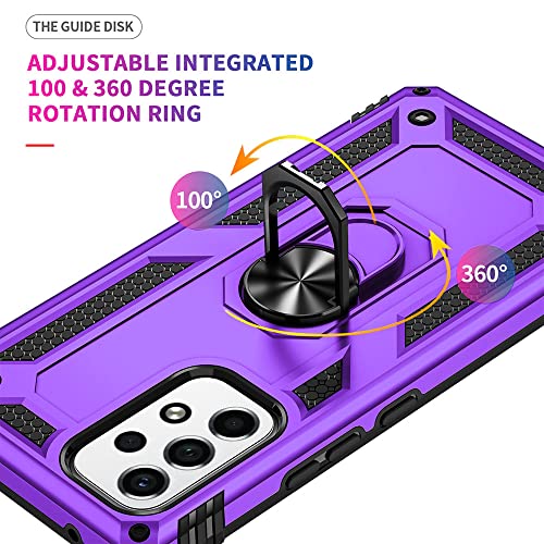 for Samsung A53 5G Case, Galaxy A53 5G Case with HD Screen Protector, [Military Grade 16ft. Drop Tested] Ring Shockproof Protective Phone Case for Samsung Galaxy A53 5G,Purple - color: Samsung Galaxy A53 5G Case Purple