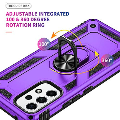 for Samsung A53 5G Case, Galaxy A53 5G Case with HD Screen Protector, [Military Grade 16ft. Drop Tested] Ring Shockproof Protective Phone Case for Samsung Galaxy A53 5G,Purple - color: Samsung Galaxy A53 5G Case Purple