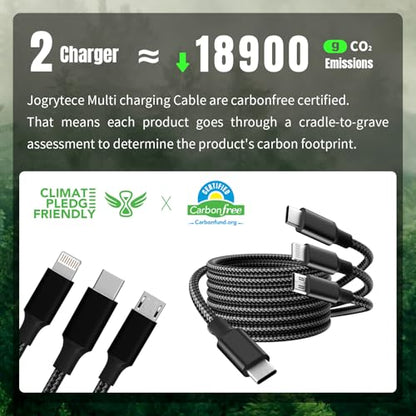 3 in 1 Multi Charging Cable, USB Cable Universal Charger, 2Pack 4FT - color: Black