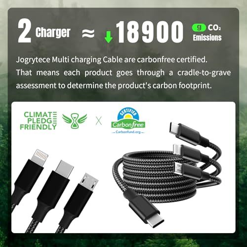 3 in 1 Multi Charging Cable, USB Cable Universal Charger, 2Pack 4FT - color: Black