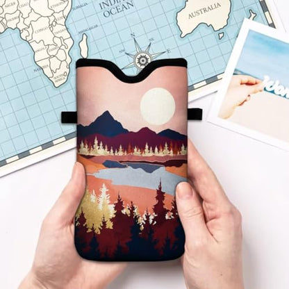Cell Phone Sleeves Bag Case Crossbody Neoprene Holder Lanyard Phone Pouch for Women Men 7.5 X 4.5 Inches - Lake Moon - color: Lake Moon