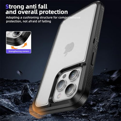 for iPhone 13 Pro Max Case, Shockproof Dustproof Drop Proof, Military-Grade Dual Guard Protection, Black/Clear - color: Black/Clear, size: iPhone 13 PRO MAX