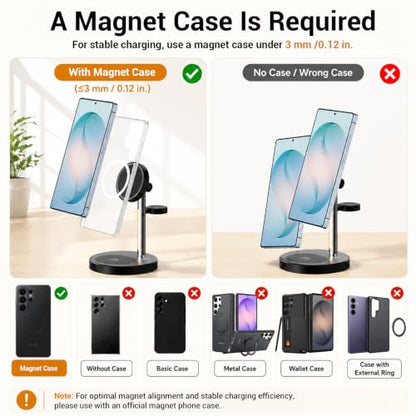 Geyo 4 in 1 Magnetic 15W Wireless Charger for Samsung S26 with Night Light