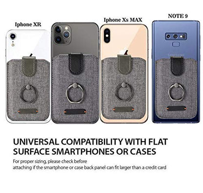 Card Holder for Back of Phone, RFID 5 Pull Phone Wallet, Gray - color: Gray
