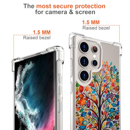 Hungo Galaxy S24 Ultra Case for Women Clear Design Cute,Girly Girls Case Compatible with Samsung Galaxy S24 Ultra Tree with Colorful Leaves Autumn - color: Autumn Tree
