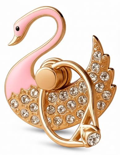 NXVX Swan Phone Ring Holder, Pink Crystal Finger Grip & Kickstand - color: Luxe Swan Pink