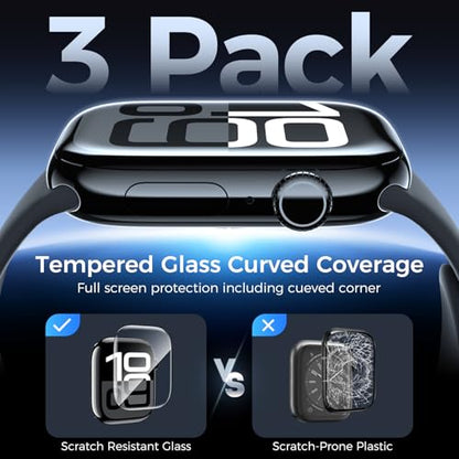UV Tempered Glass Screen Protector for Apple Watch Series 11/10 42mm,Tempered Glass Curved Full Coverage Watch Screen Protector, Bubble Free S creen Protector for iWatch 11/10 42mm (3 Pack) - size: 42mm for 11/10 Series