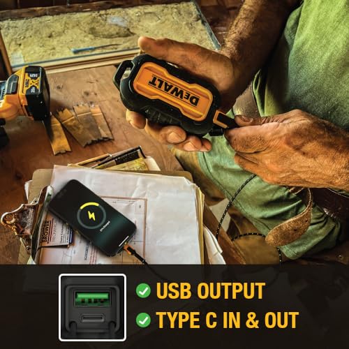 DEWALT Heavy Duty Portable Charger, Power Bank, Travel Worksite 10,000 mAh