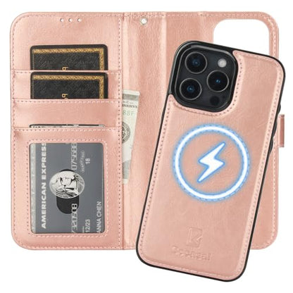 Bocasal for MagSafe Wallet Case Card Holder for iPhone 16 Pro Max Rose Gold - color: Rose Gold for MagSafe