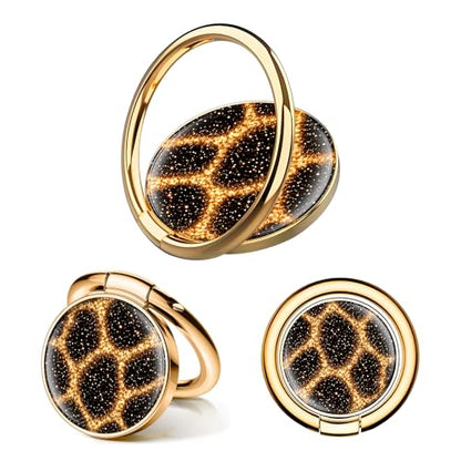 Cell Phone Ring Holder, Cute Phone Ring Grip Stand, 360°Rotation Funny Metal Kickstand Finger Grip Glitter Black Leopard - color: Glitter Black Leopard