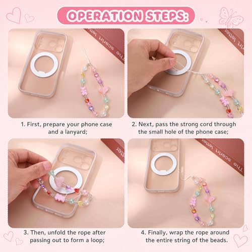 Pink Beaded Phone Wrist Straps, Y2K Phone Case Charms Camera Charm Strap, Lanyard Keychain Wristlet Aesthetic Cellphone Charm - style: Pastel Dream Pearl Garden