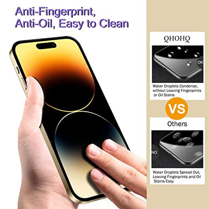 QHOHQ 3 Pack Screen Protector for iPhone 14 Pro 6.1 Inch with 3 Pack Tempered Glass Camera Lens Protector, Ultra HD, 9H Hardness, Scratch Resistant, Case Friendly - size: iPhone 14 Pro 6.1 Inch