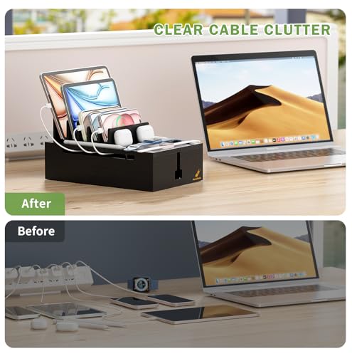 Pezin & Hulin Bamboo Charging Station-Black, (No USB Charger and Cables) - color: Black, size: Dock (No Charger&Cables)
