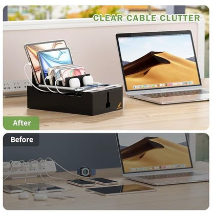 Pezin & Hulin Bamboo Charging Station-Black, (No USB Charger and Cables) - color: Black, size: Dock (No Charger&Cables)