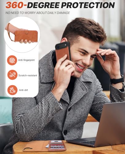 OCASE for iPhone Air Detachable Wallet Case with Card Holder, 2 in 1 PU Leather Flip Folio with RFID Blocking Stand Wrist Strap Shockproof Phone Cover 6.5 Inch 2025, Brown - color: Brown, size: iPhone Air