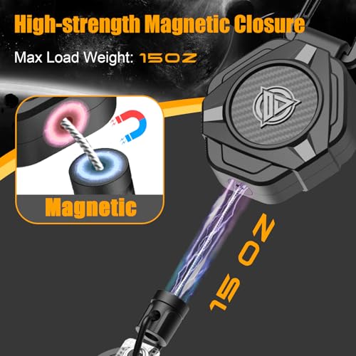 Oaridey Magnetic Anti Theft Phone Strap, Retractable Steel Cell Phone Lanyard with Heavy Duty Carabiner and 360° Metal Phone Tether Tab For Skiing, Hiking, Fishing, Concert and Traveling, 2 Packs - color: 2 Packs