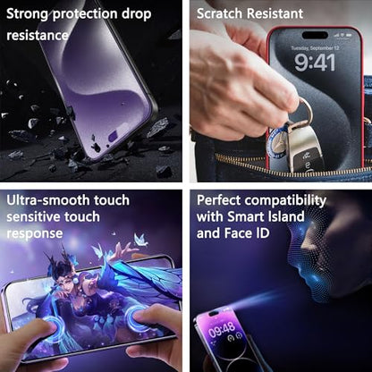 2 Pack Anti Blue Light Matte Screen Protector - color: Anti Blue Light Matte, size: iPhone 15 Pro Max